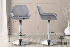 Barhocker Braga Samt chrom - grau