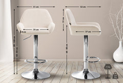 Barhocker Braga Samt chrom - creme