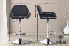 Barhocker Braga Samt chrom - schwarz