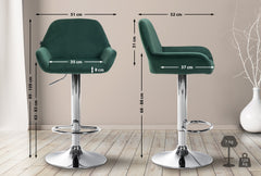 Barhocker Braga Samt chrom - dunkelgr�n