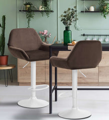 Barhocker Braga Samt wei� - braun
