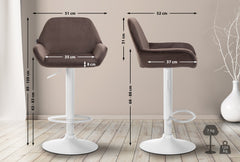 Barhocker Braga Samt wei� - braun
