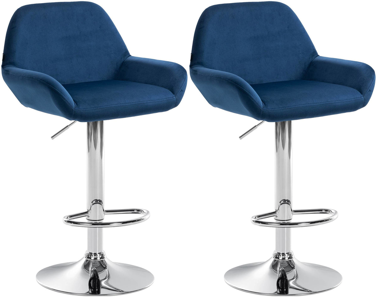 2er Set Barhocker Braga Samt chrom - blau