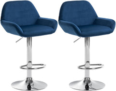 2er Set Barhocker Braga Samt chrom - blau