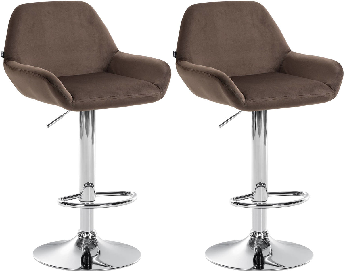 2er Set Barhocker Braga Samt chrom - braun