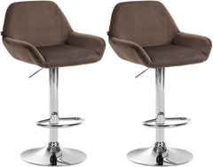 2er Set Barhocker Braga Samt chrom - braun