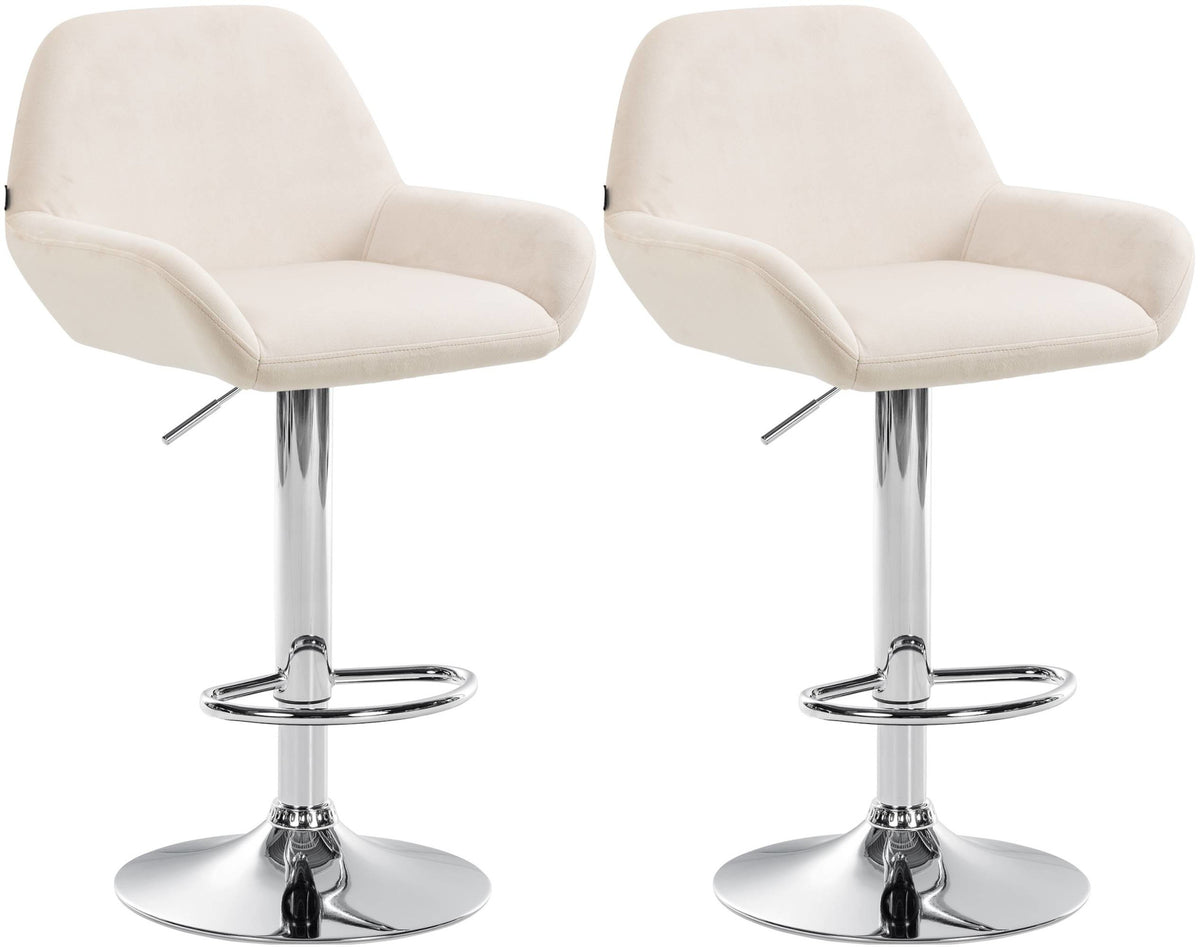 2er Set Barhocker Braga Samt chrom - creme