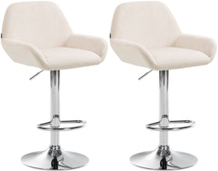 2er Set Barhocker Braga Samt chrom - creme