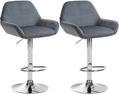 2er Set Barhocker Braga Samt chrom - dunkelgrau
