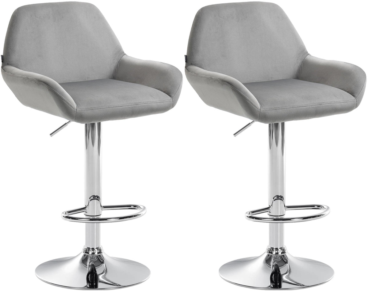 2er Set Barhocker Braga Samt chrom - grau