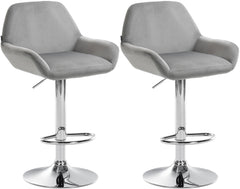 2er Set Barhocker Braga Samt chrom - grau