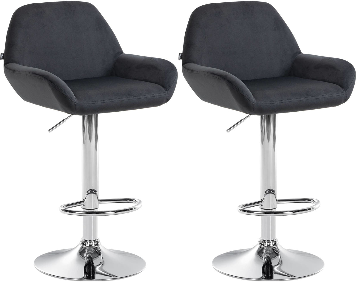 2er Set Barhocker Braga Samt chrom - schwarz