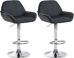 2er Set Barhocker Braga Samt chrom - schwarz