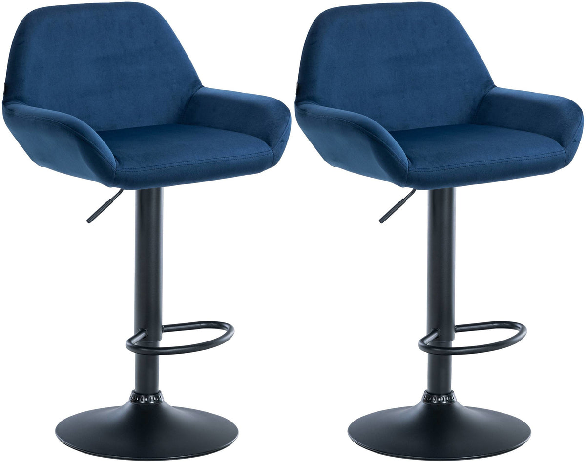 2er Set Barhocker Braga Samt schwarz - blau