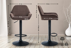 2er Set Barhocker Braga Samt schwarz - braun