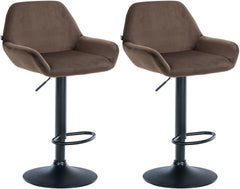 2er Set Barhocker Braga Samt schwarz - braun
