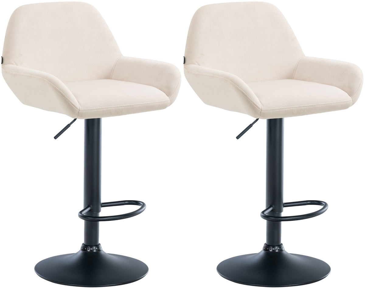 2er Set Barhocker Braga Samt schwarz - creme