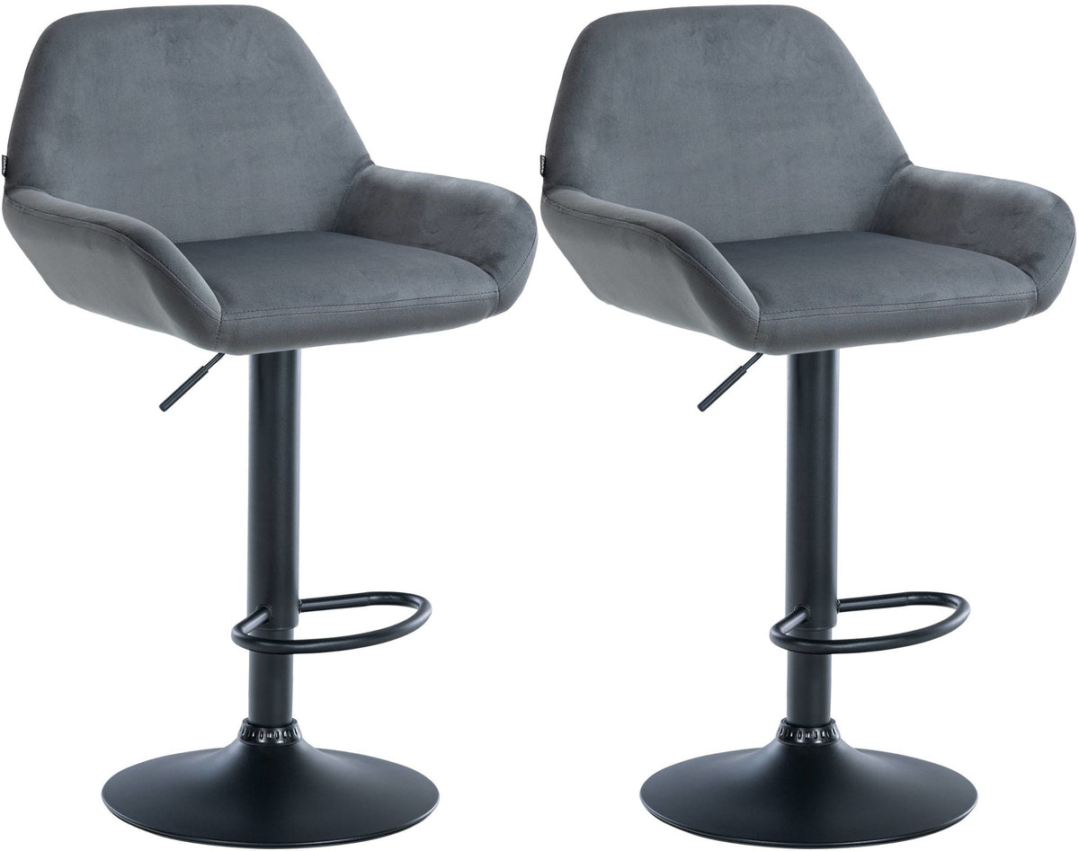 2er Set Barhocker Braga Samt schwarz - dunkelgrau