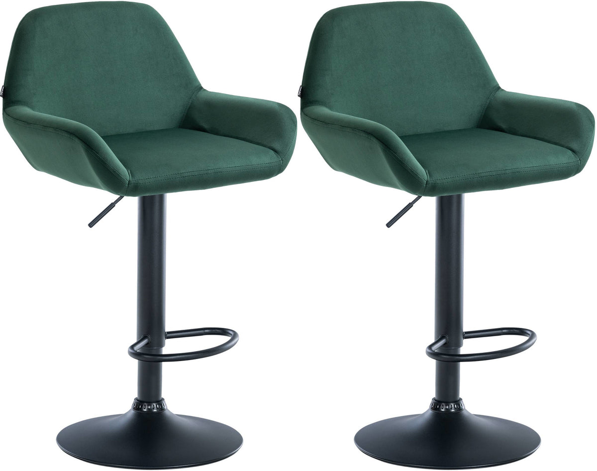2er Set Barhocker Braga Samt schwarz - dunkelgr�n