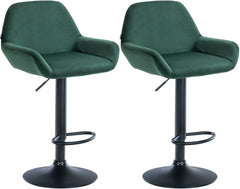 2er Set Barhocker Braga Samt schwarz - dunkelgr�n
