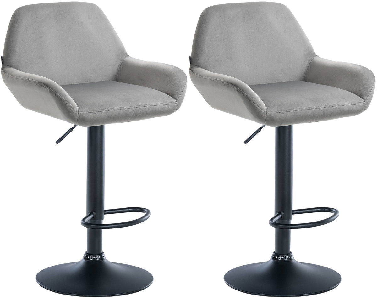 2er Set Barhocker Braga Samt schwarz - grau
