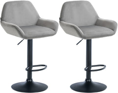 2er Set Barhocker Braga Samt schwarz - grau