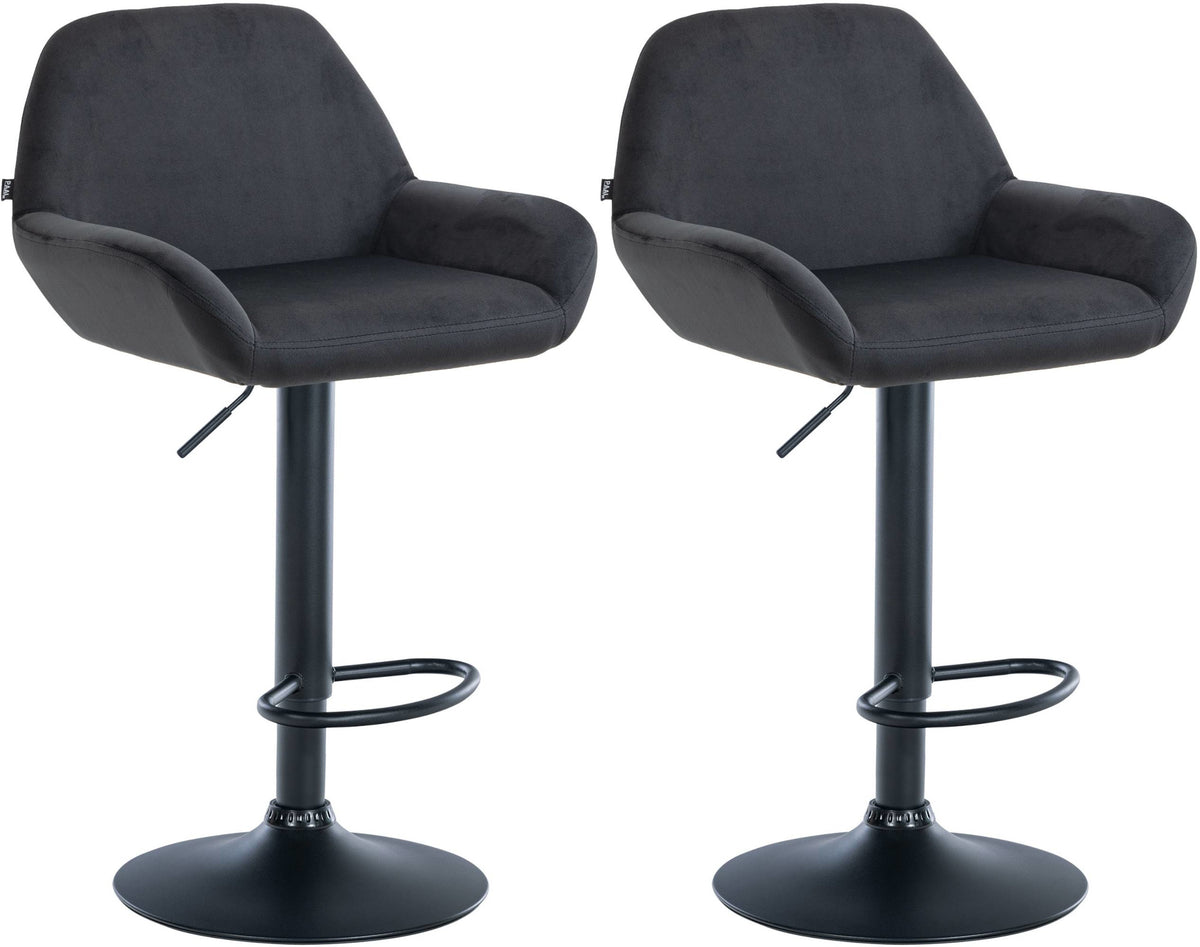 2er Set Barhocker Braga Samt schwarz - schwarz