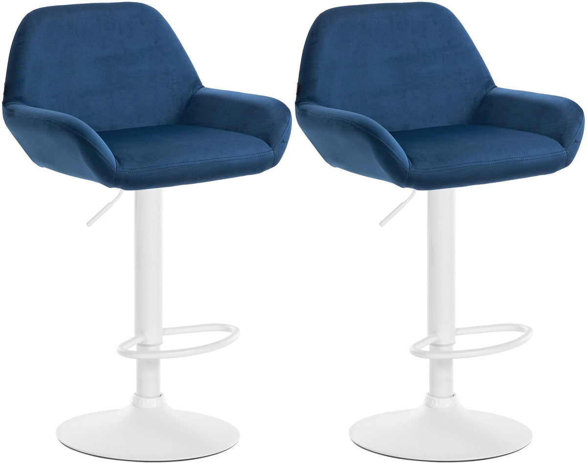 2er Set Barhocker Braga Samt wei� - blau