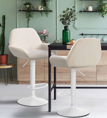 2er Set Barhocker Braga Samt wei� - creme