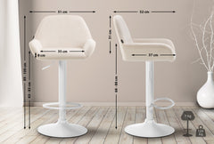 2er Set Barhocker Braga Samt wei� - creme