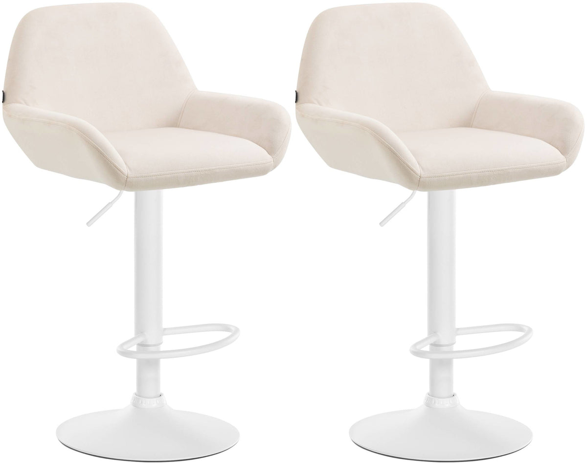 2er Set Barhocker Braga Samt wei� - creme