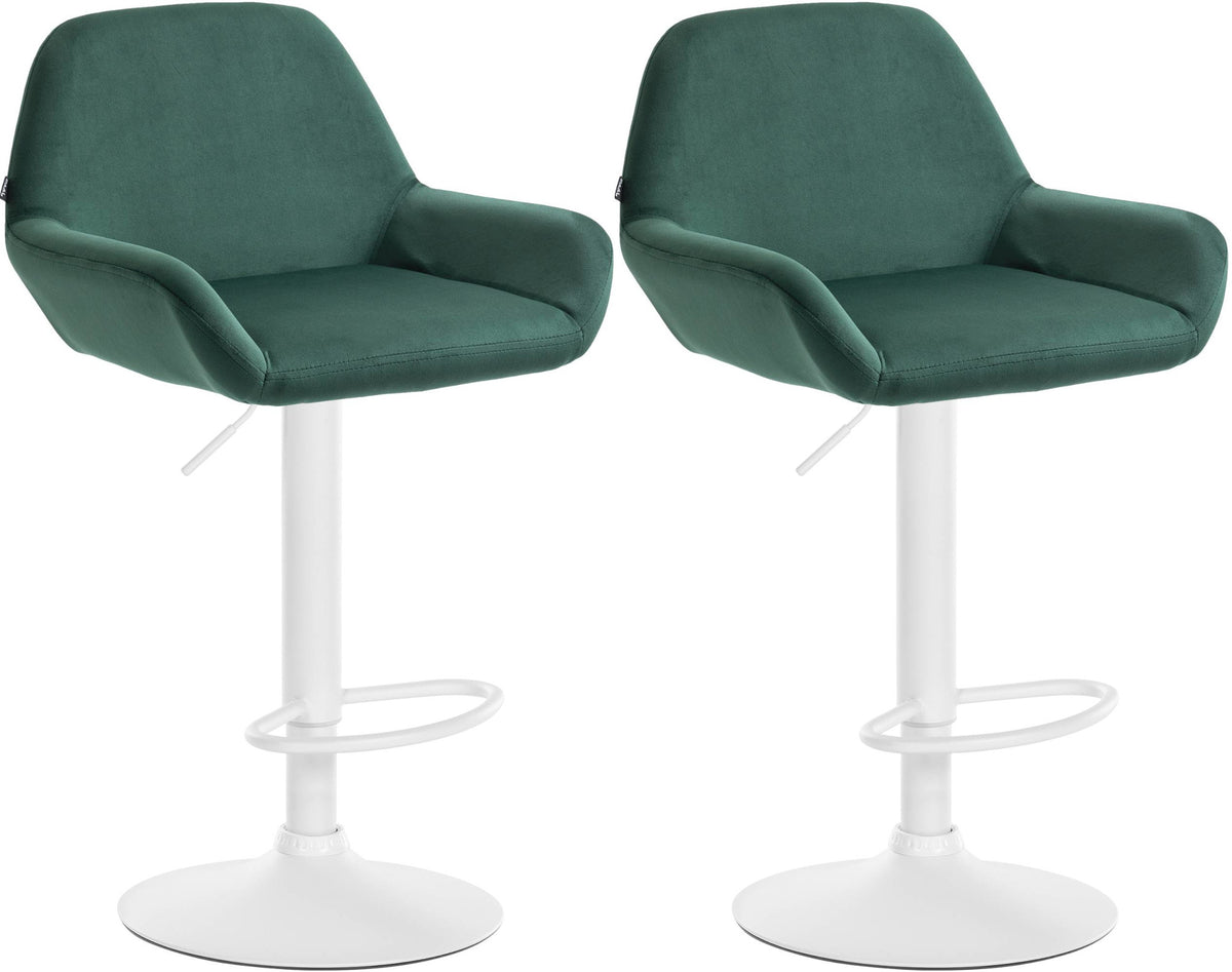 2er Set Barhocker Braga Samt wei� - dunkelgr�n