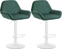 2er Set Barhocker Braga Samt wei� - dunkelgr�n