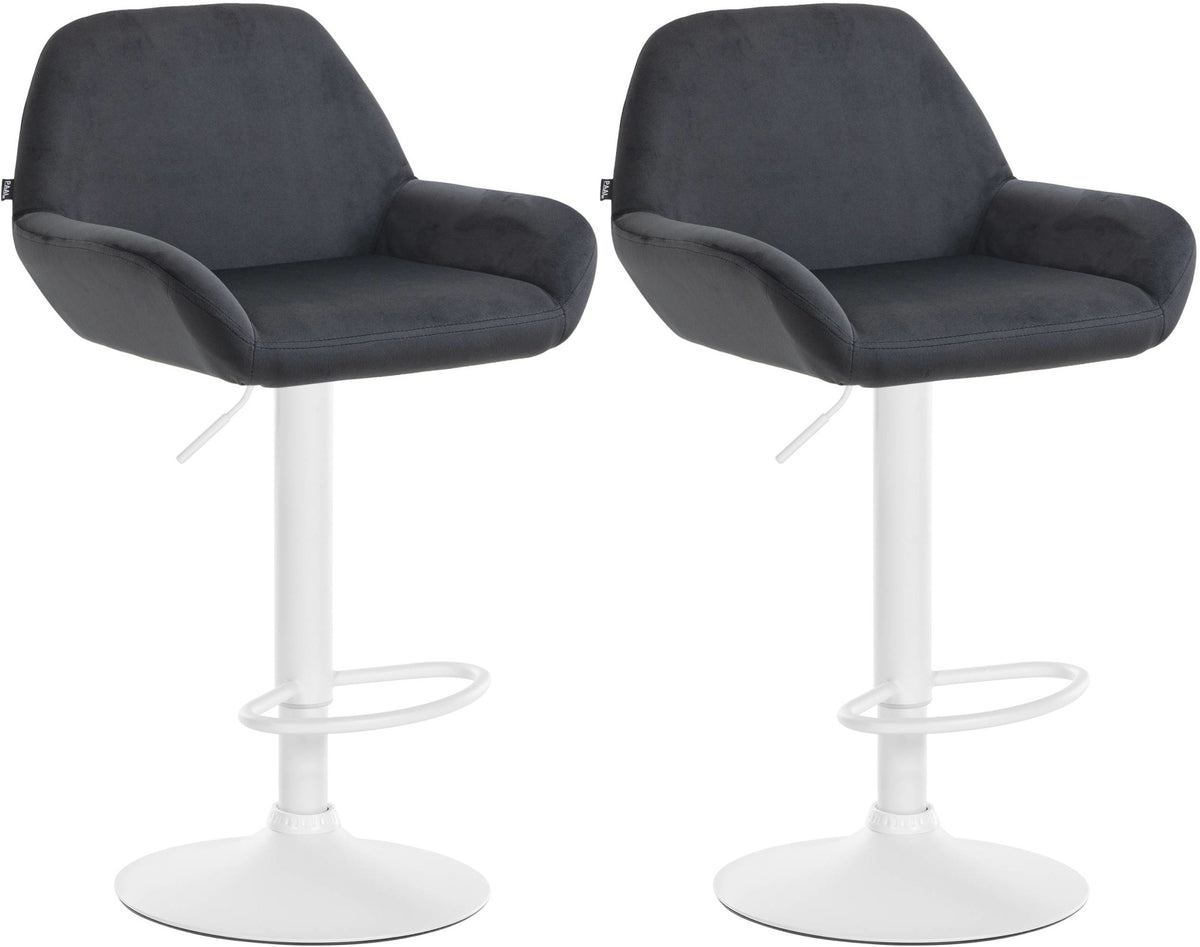 2er Set Barhocker Braga Samt wei� - schwarz