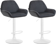 2er Set Barhocker Braga Samt wei� - schwarz