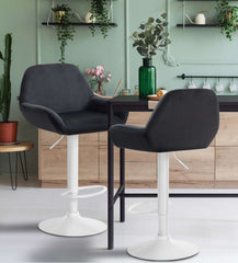 2er Set Barhocker Braga Samt wei� - schwarz