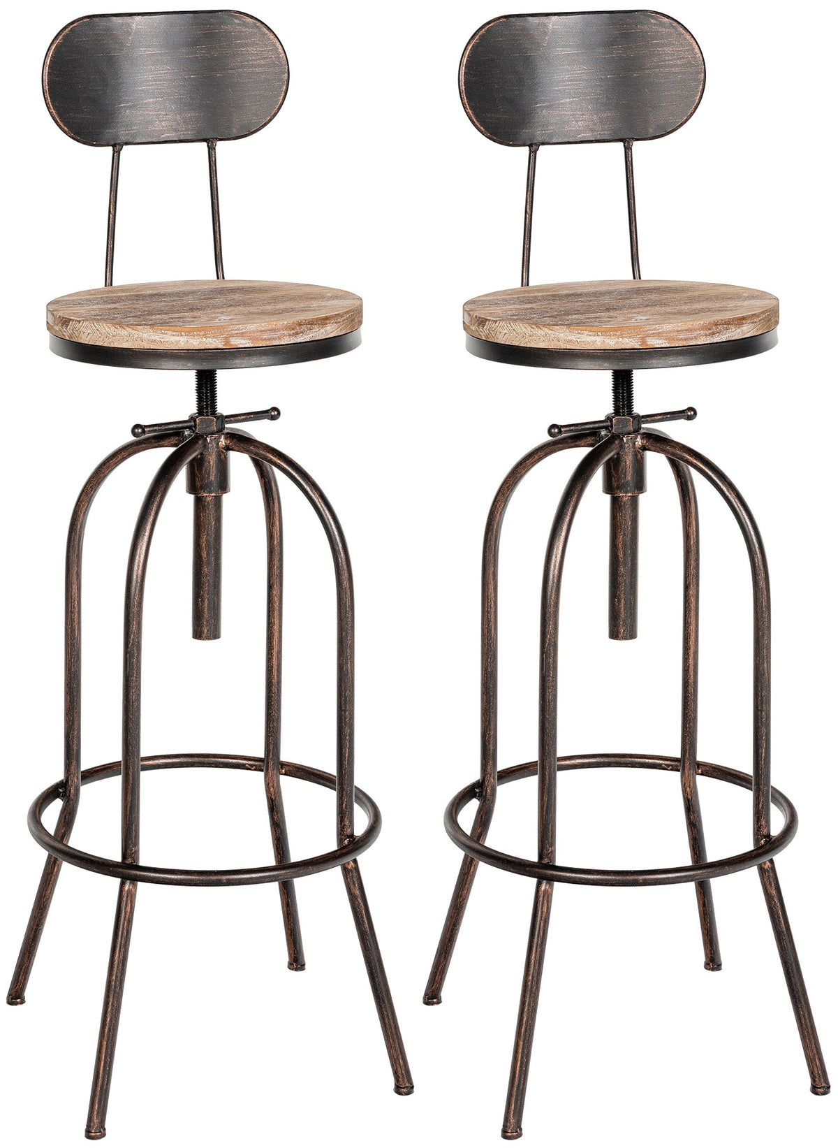 2er Set Barhocker Pino, Holz - bronze