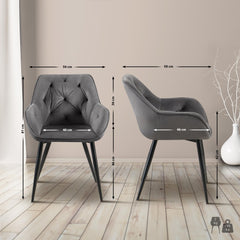 2er Set Esszimmerst�hle Cassis - dunkelgrau