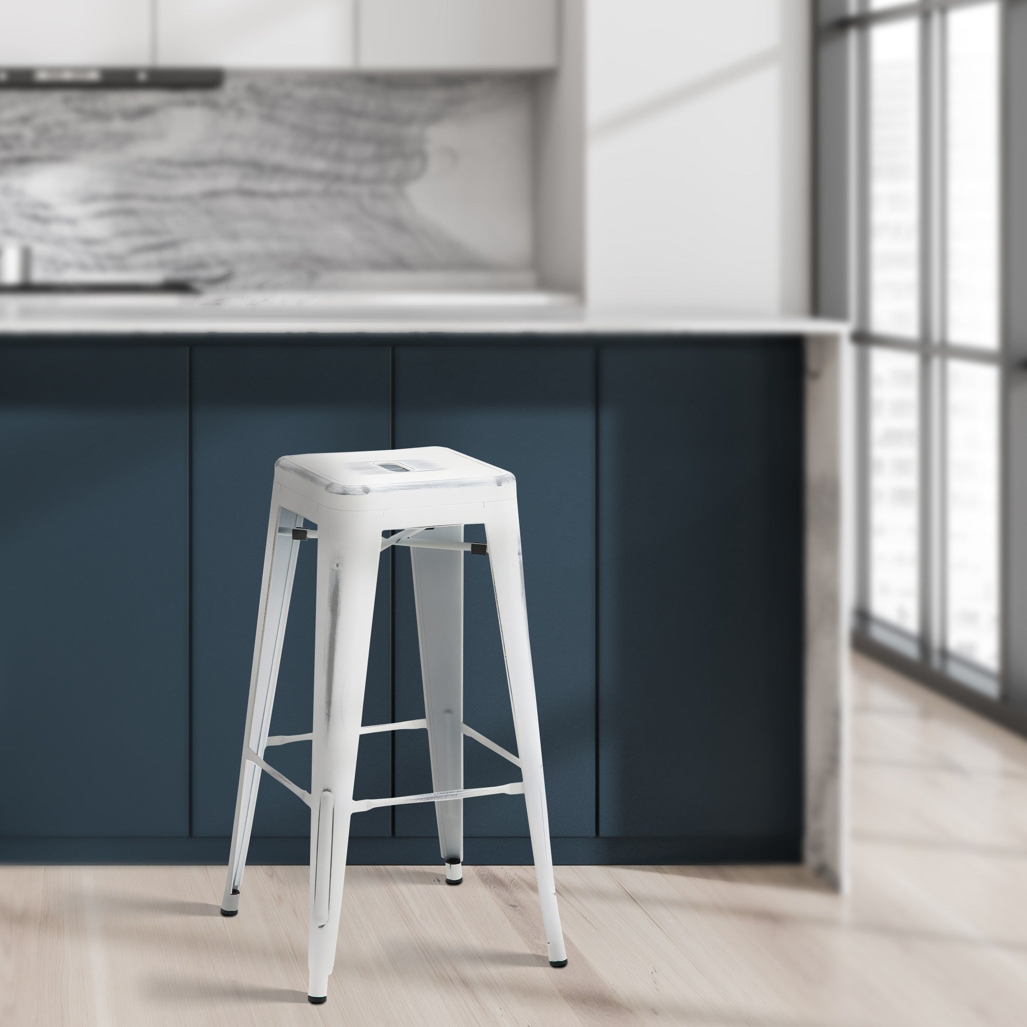 Barhocker Joshua - antik weiß - InfinityMarket
