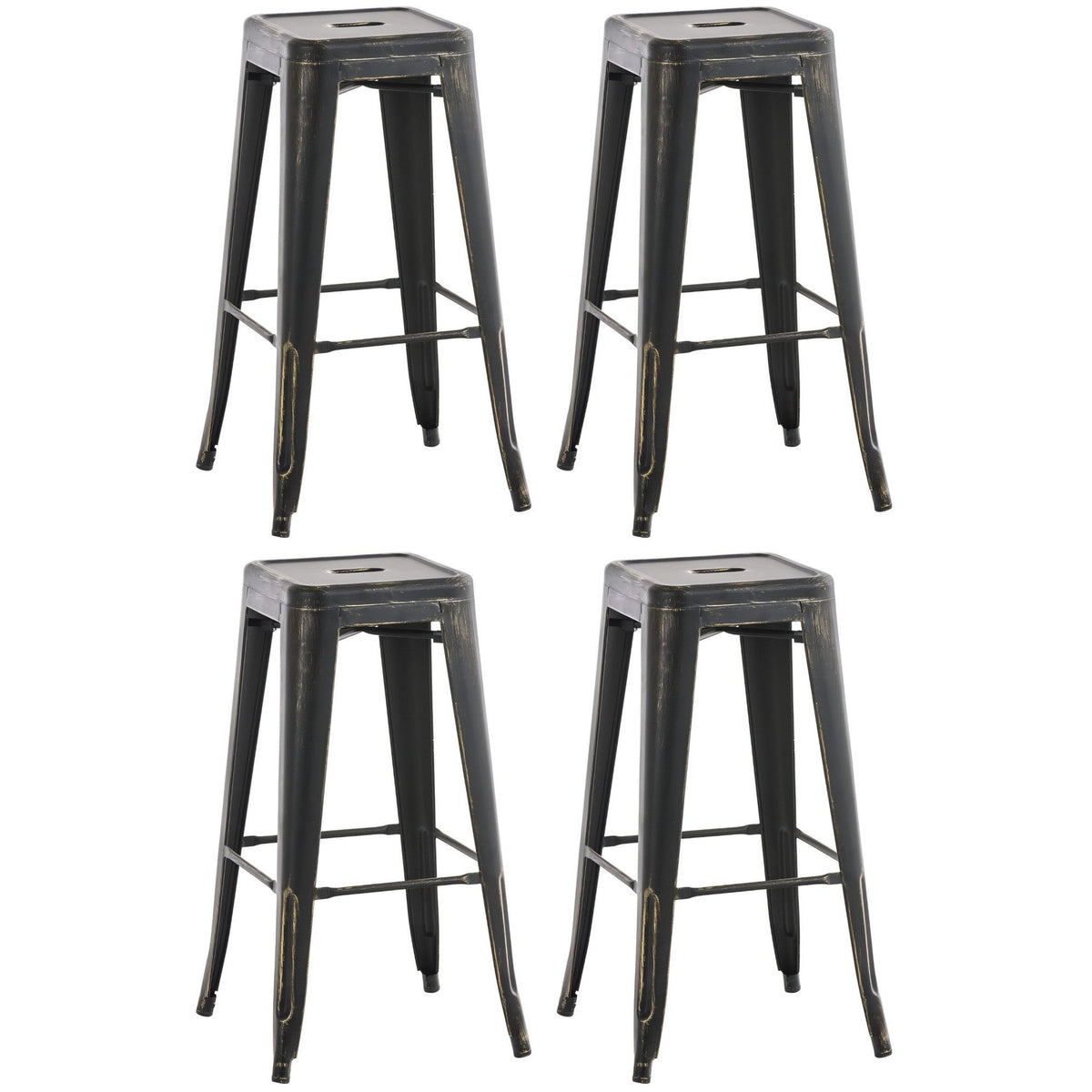 4er Set Barhocker Joshua antik - schwarz-gold