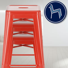 4er Set Barhocker Joshua - rot