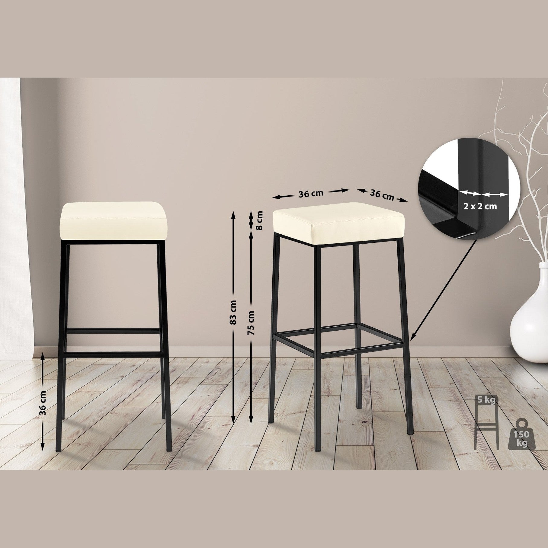 Barhocker Montreal B85 - creme - InfinityMarket