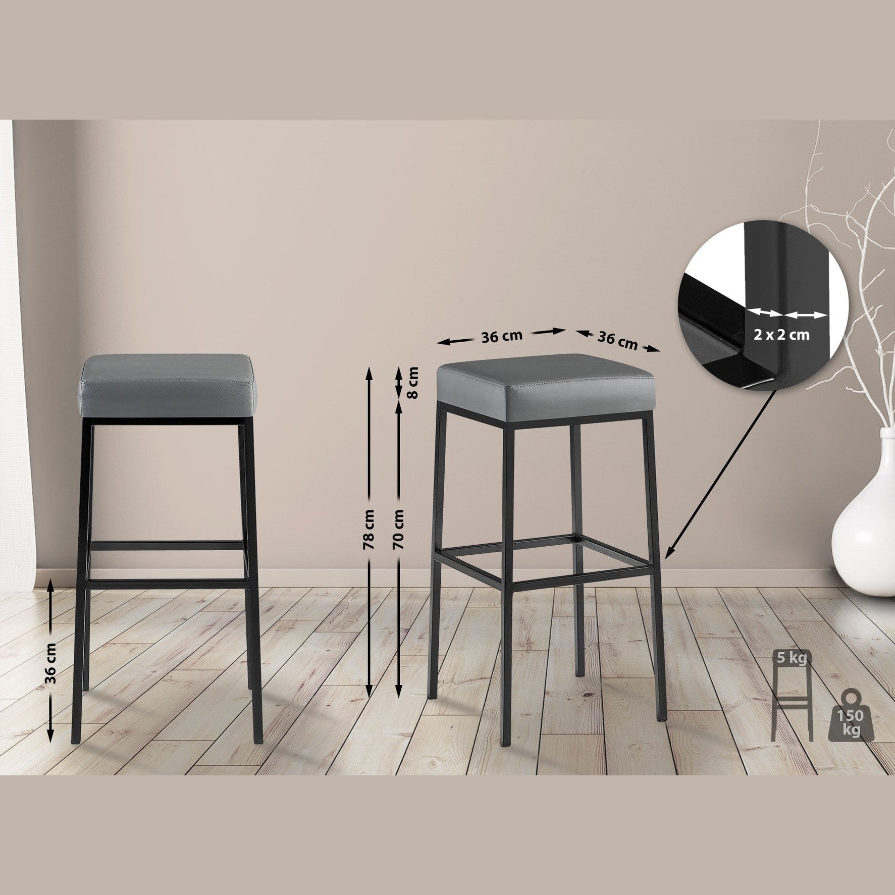 Barhocker Montreal B80 - grau - InfinityMarket