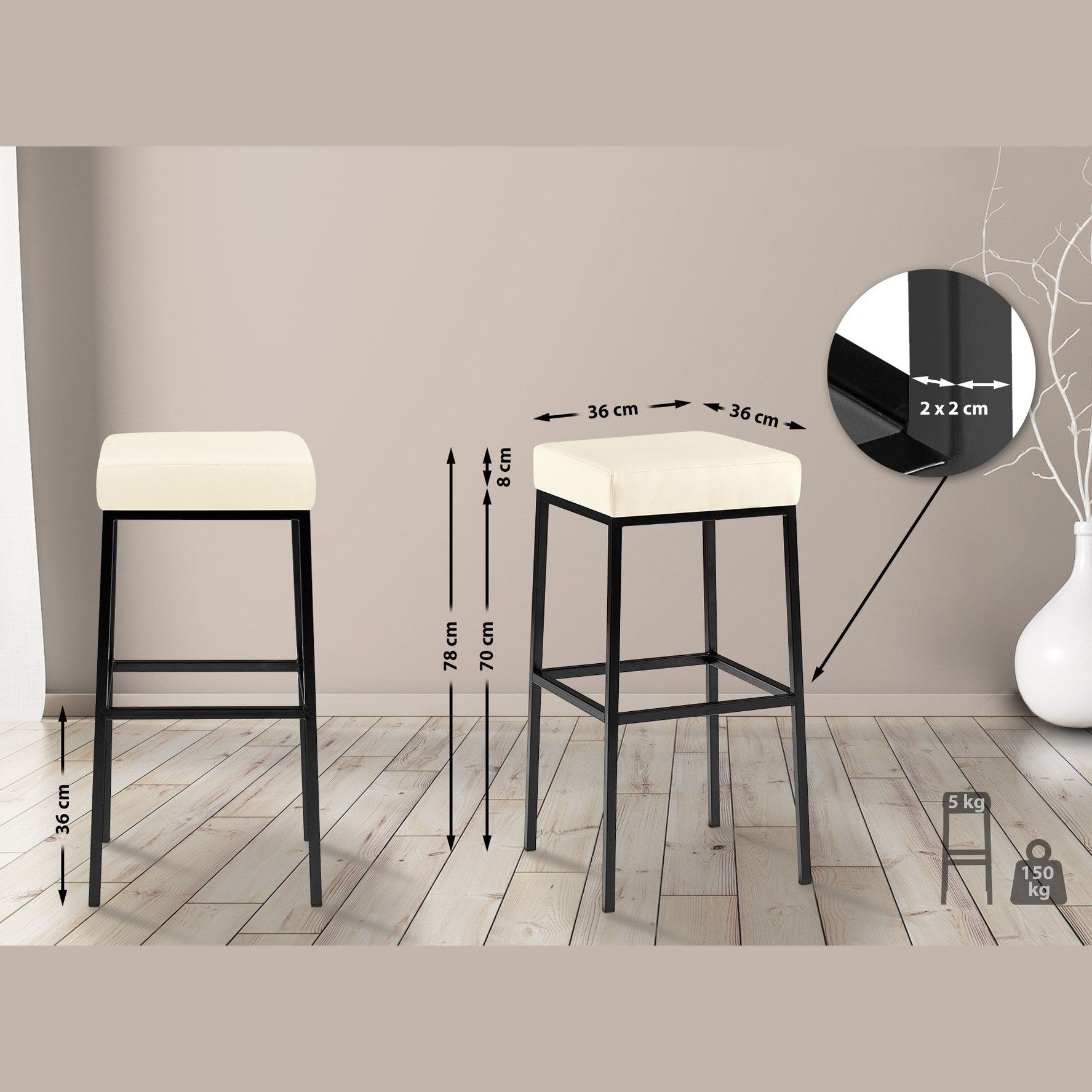 Barhocker Montreal B80 - creme - InfinityMarket