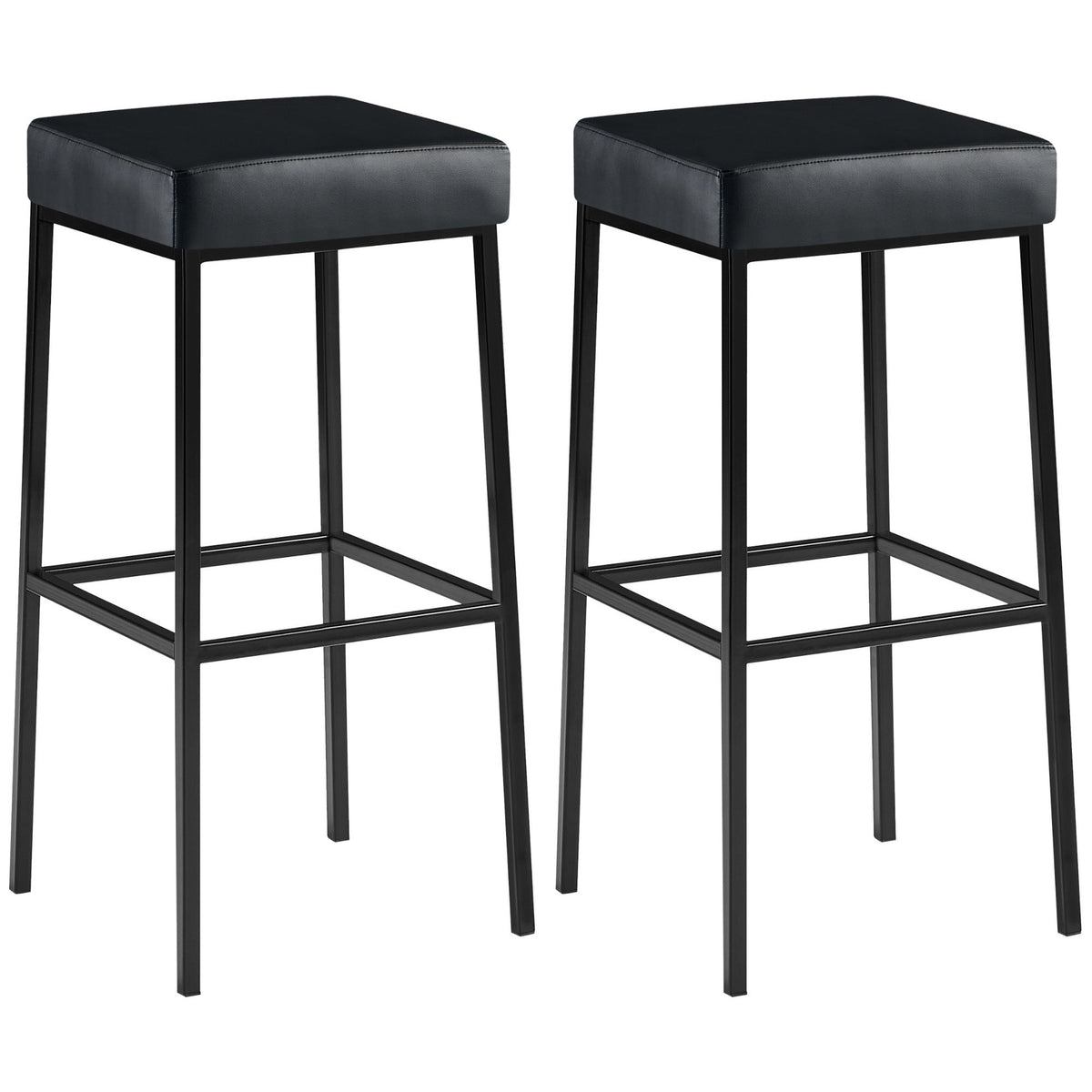 2er Set Barhocker Montreal 85 Kunstleder schwarz - schwarz