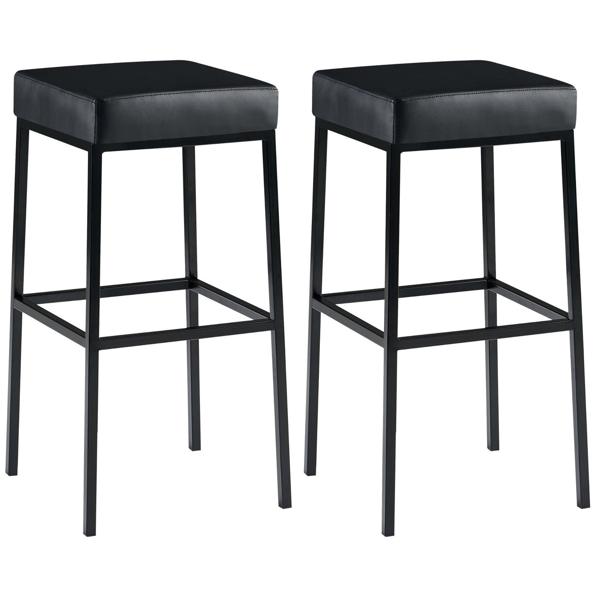 2er Set Barhocker Montreal 80 Kunstleder schwarz - schwarz