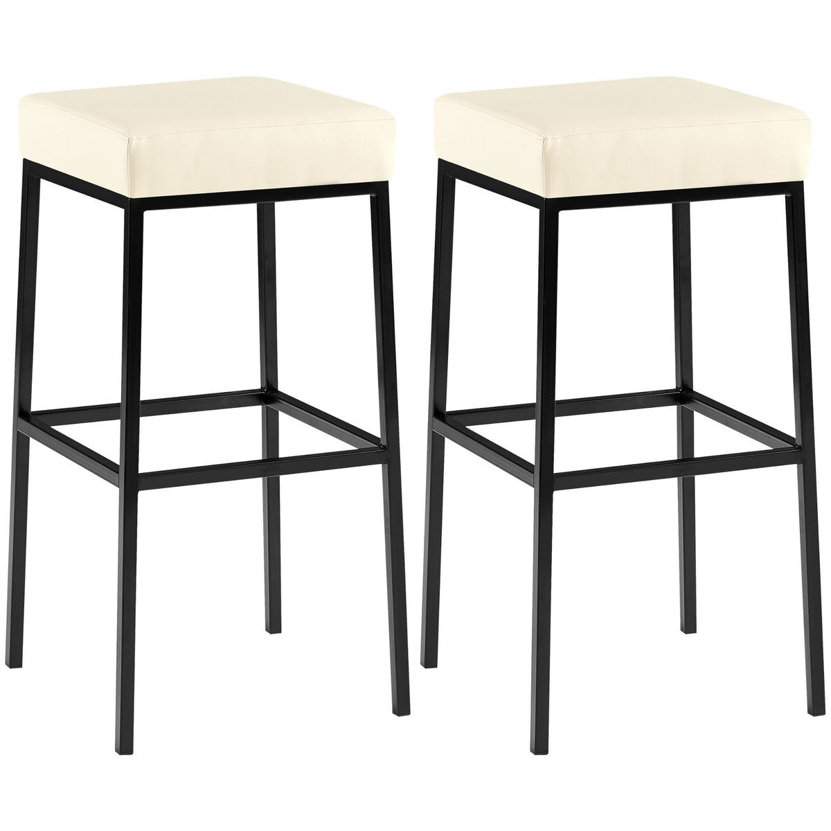 2er Set Barhocker Montreal 80 Kunstleder schwarz - creme