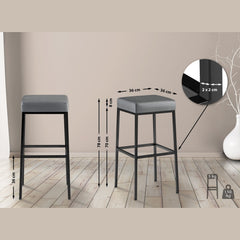 2er Set Barhocker Montreal 80 Kunstleder schwarz - grau