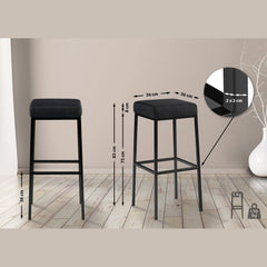 2er Set Barhocker Montreal 80 Stoff schwarz - dunkelgrau