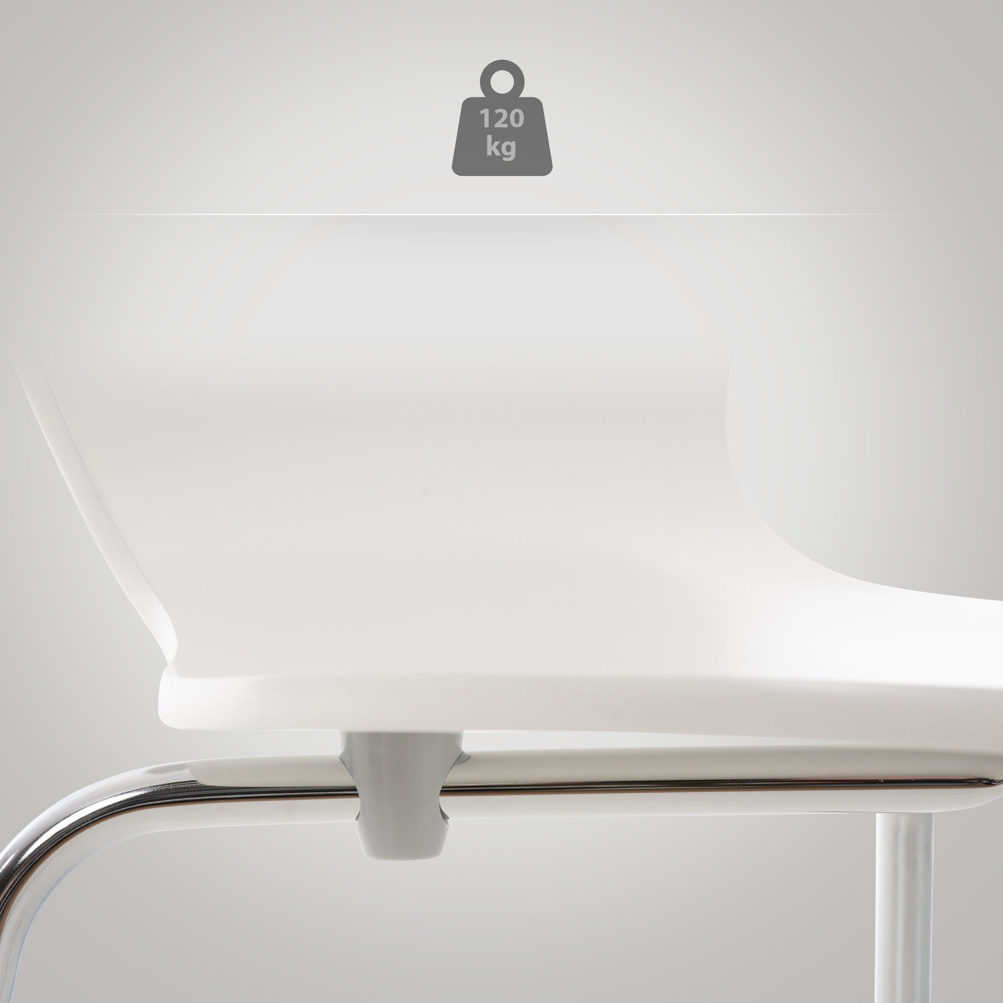 Set di due sedie visitatore Calisto bianche, perfette per sale d'attesa, fiere ed eventi grazie al loro design elegante.